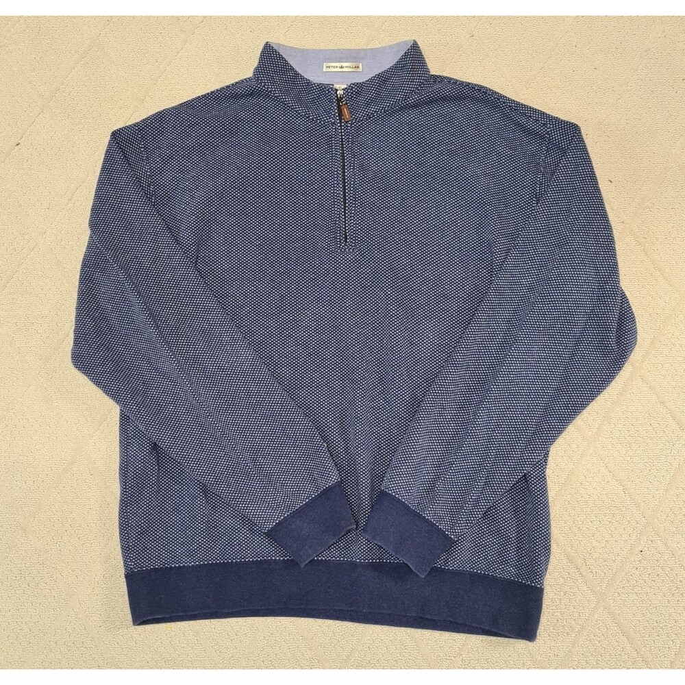 Peter Millar Golf Sweater Mens XL Half Zip Activewear Preppy Athleisure Dot Blue